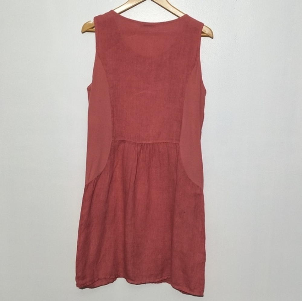 🔥 Lungo L'Arno Sleeveless Front Pockets Linen Dress Size S - Picture 2 of 8